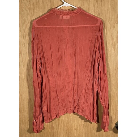 Vtg Apt. 9 Women's Sz XL Button Up Top Crinkly Dusty Rose WhimsiGoth FairyGrunge - Picture 2 of 7